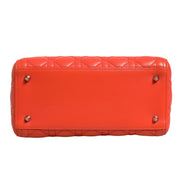 Christian Dior Orange Cannage Lambskin Leather Lady Dior Bag