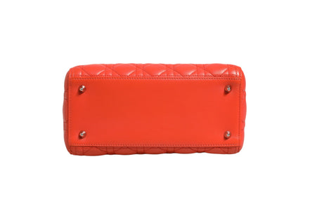 Christian Dior Orange Cannage Lambskin Leather Lady Dior Bag