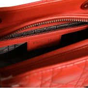 Christian Dior Orange Cannage Lambskin Leather Lady Dior Bag
