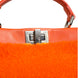 Fendi Orange Leather and Shearling Mini Peekaboo Top Handle Bag