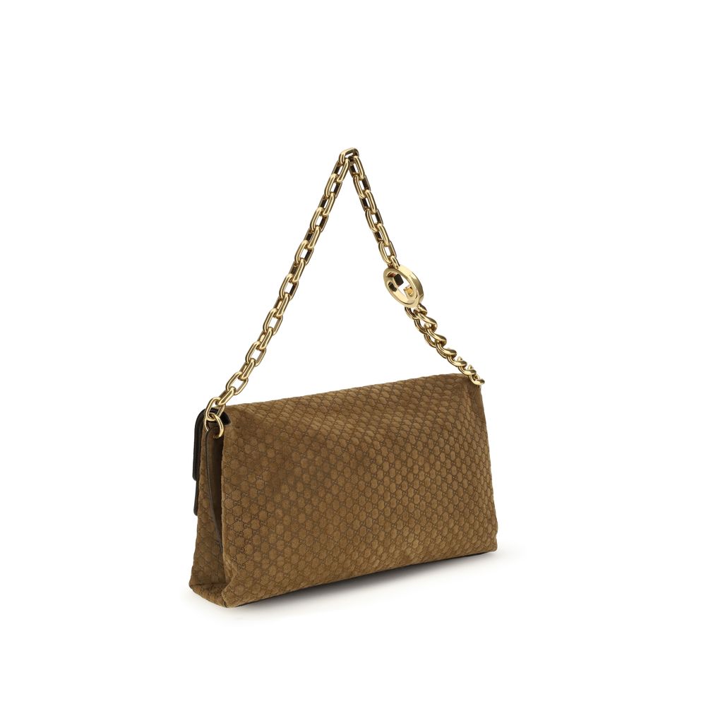 Gucci Brown Suede Leather Handbag