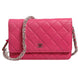 Chanel Pink Quilted Lambskin Wallet On Chain WOC Silver
