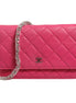 Chanel Pink Quilted Lambskin Wallet On Chain WOC Silver