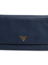 Prada Blue Saffiano Leather Wallet on Chain Clutch Bag