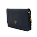 Prada Blue Saffiano Leather Wallet on Chain Clutch Bag