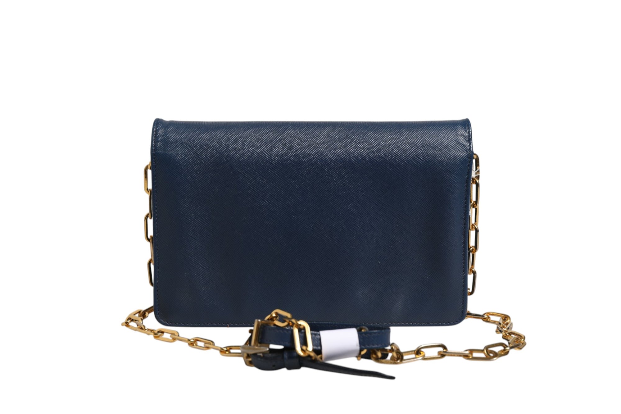Πορτοφόλι clutch με αλυσίδα από μπλε δέρμα Saffiano Prada  