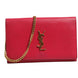 Saint Laurent Red Leather Monogram Wallet on Chain