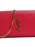 Saint Laurent Red Leather Monogram Wallet on Chain