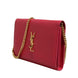 Saint Laurent Red Leather Monogram Wallet on Chain