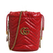Gucci Red Chevron-quilted Calfskin Leather GG Marmont Bucket Bag