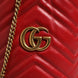 Gucci Red Chevron-quilted Calfskin Leather GG Marmont Bucket Bag