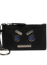 Fendi Vitello Liberty Studded Coin Pouch Key Case Ardesia