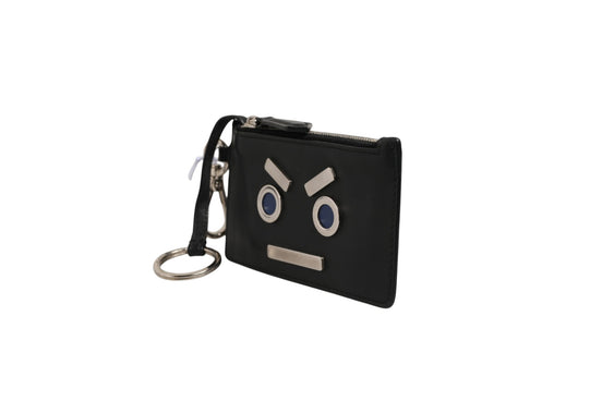 Fendi Vitello Liberty Studded Coin Pouch Key Case Ardesia