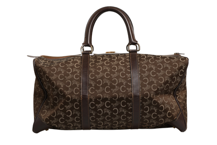 Celine Dark brown and Gold logo duffel
