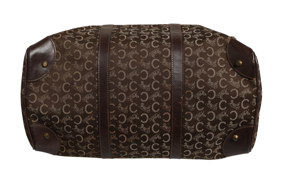 Celine Dark brown and Gold logo duffel