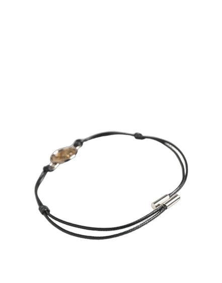 Dolce & Gabbana Black Polyester Cord Gold Tone Roman Coin Charm Bracelet