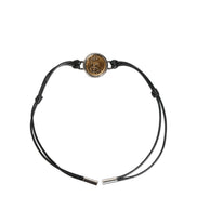 Dolce & Gabbana Black Polyester Cord Gold Tone Roman Coin Charm Bracelet