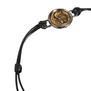 Dolce & Gabbana Black Polyester Cord Gold Tone Roman Coin Charm Bracelet