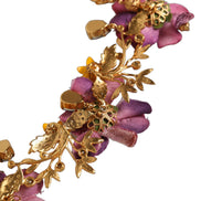 Dolce & Gabbana Gold Brass Mix Fiori Flowers Crystal Chain Necklace