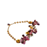 Dolce & Gabbana Gold Brass Mix Fiori Flowers Crystal Chain Necklace