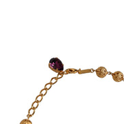 Dolce & Gabbana Gold Brass Mix Fiori Flowers Crystal Chain Necklace