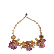 Dolce & Gabbana Gold Brass Mix Fiori Flowers Crystal Chain Necklace