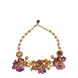 Dolce & Gabbana Gold Brass Mix Fiori Flowers Crystal Chain Necklace