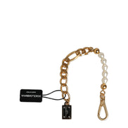 Dolce & Gabbana Gold Brass Pearl Embellished Chain Link Jewelry Bracelet