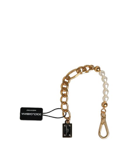 Dolce & Gabbana Gold Brass Pearl Embellished Chain Link Jewelry Bracelet