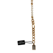 Dolce & Gabbana Gold Brass Pearl Embellished Chain Link Jewelry Bracelet
