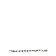 Dolce & Gabbana Silver Tone Brass Beaded Shell DG Logo Pendant Bracelet