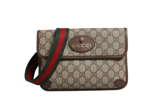 Gucci Supreme Monogram Neo Vintage Web Belt Bag Brown