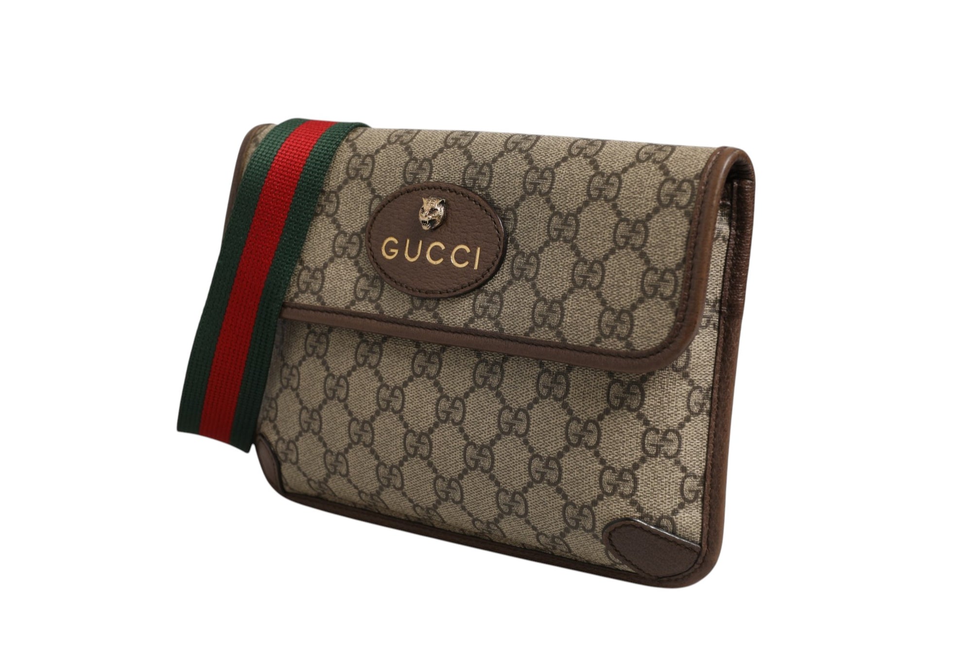 Gucci Supreme Monogram Neo Vintage Web Belt Bag Brown