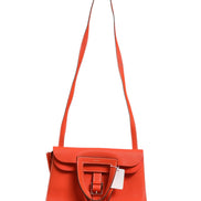 Hermès Halzan 31 Clemence Leather Shoulder Bag Rouge Casaque Palladium Hardware