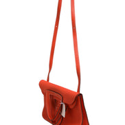 Hermès Halzan 31 Clemence Leather Shoulder Bag Rouge Casaque Palladium Hardware