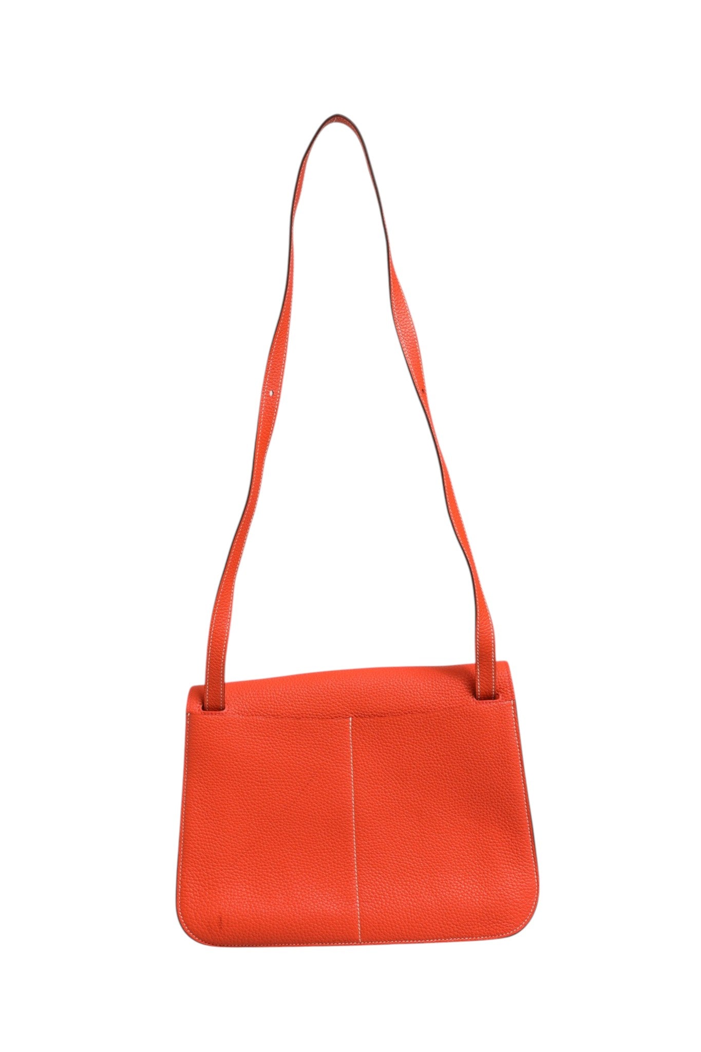 Hermès Halzan 31 Clemence Leather Shoulder Bag Rouge Casaque Palladium Hardware