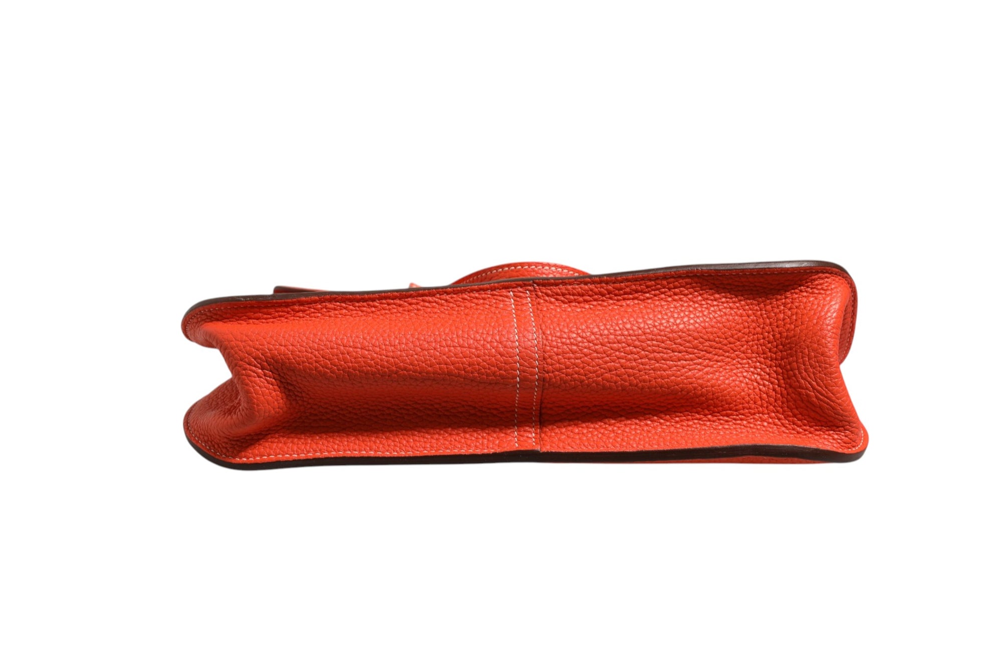 Hermès Halzan 31 Clemence Leather Shoulder Bag Rouge Casaque Palladium Hardware