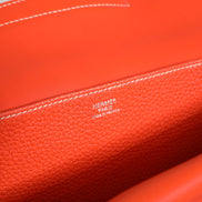 Hermès Halzan 31 Clemence Leather Shoulder Bag Rouge Casaque Palladium Hardware