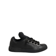 Dolce & Gabbana Black Leather Low Top Portofino Sneakers Shoes