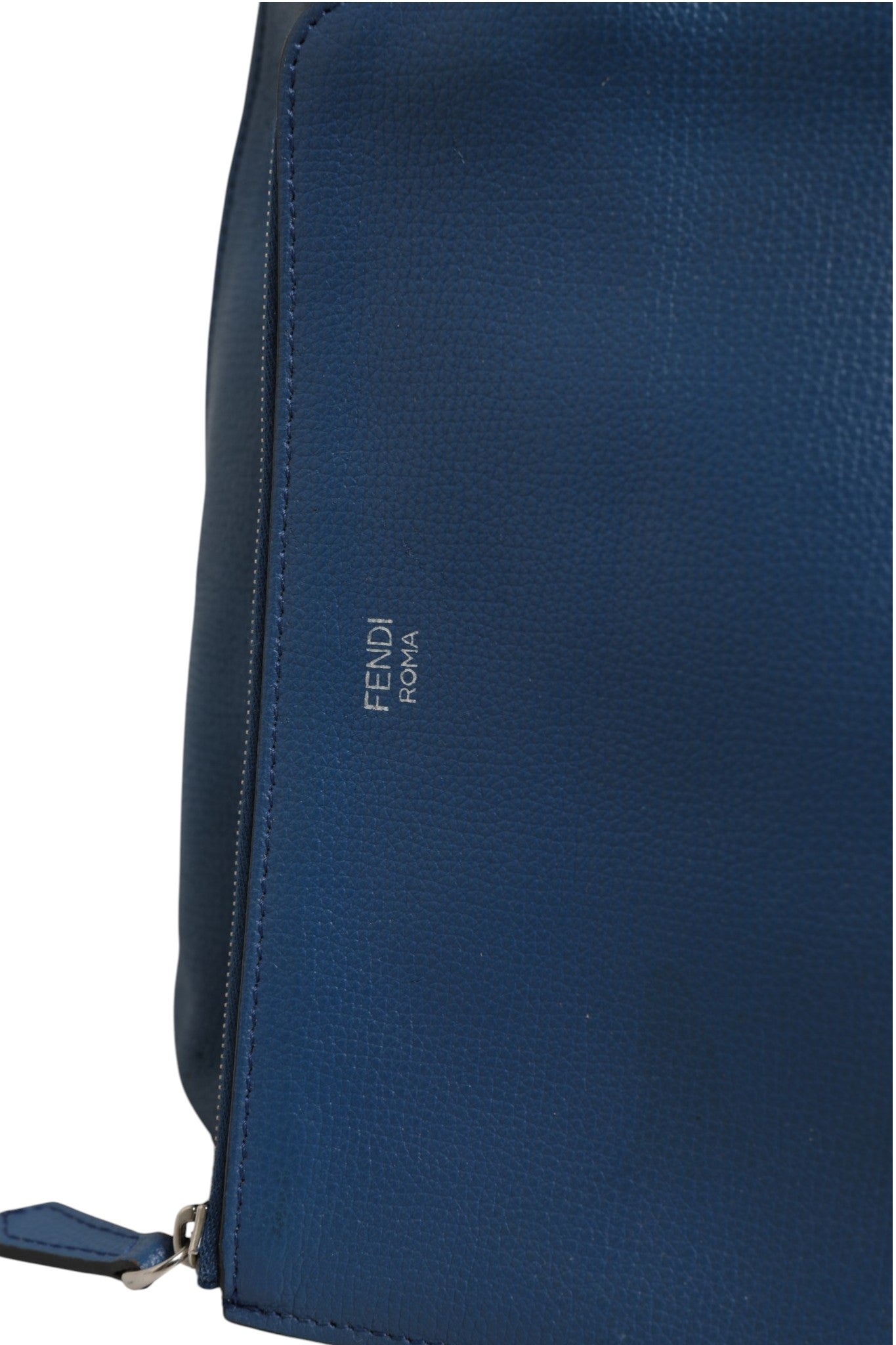 Fendi Leather Navy Blue Shopping Tote
