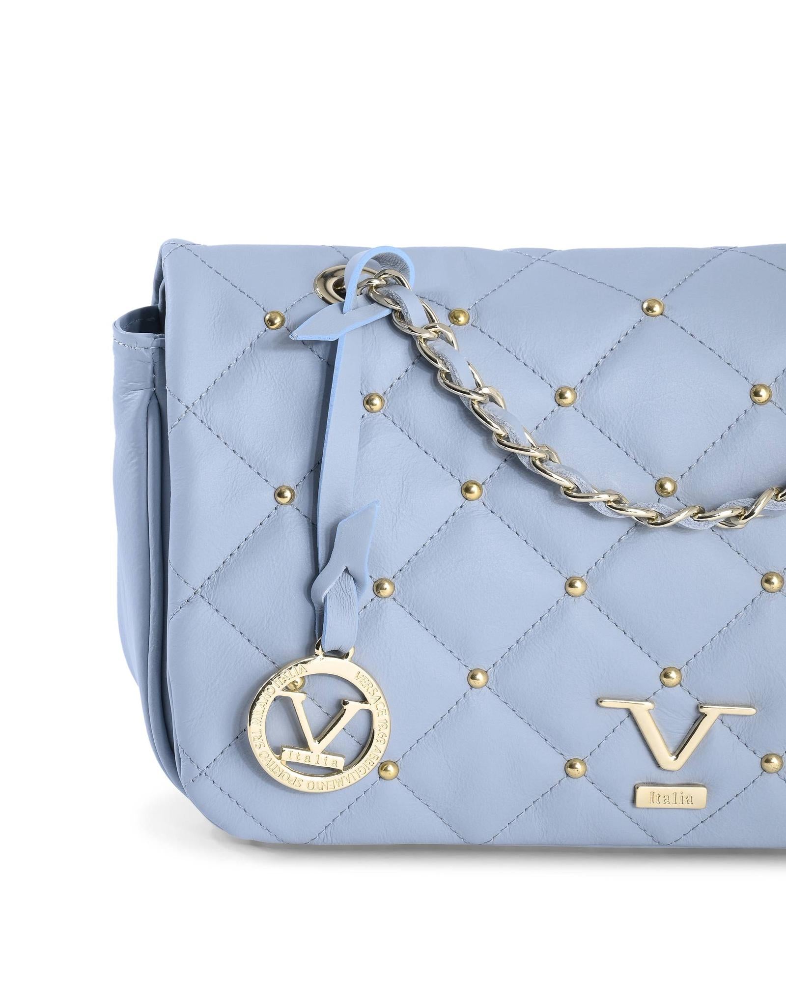 19V69 Italia Blue Leather Shoulder Bag