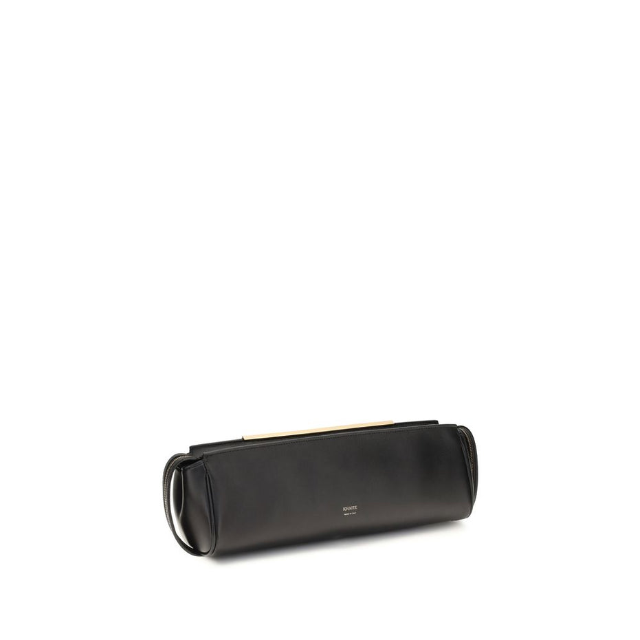 Khaite Black Calf Leather Bos Taurus Clutch Bag