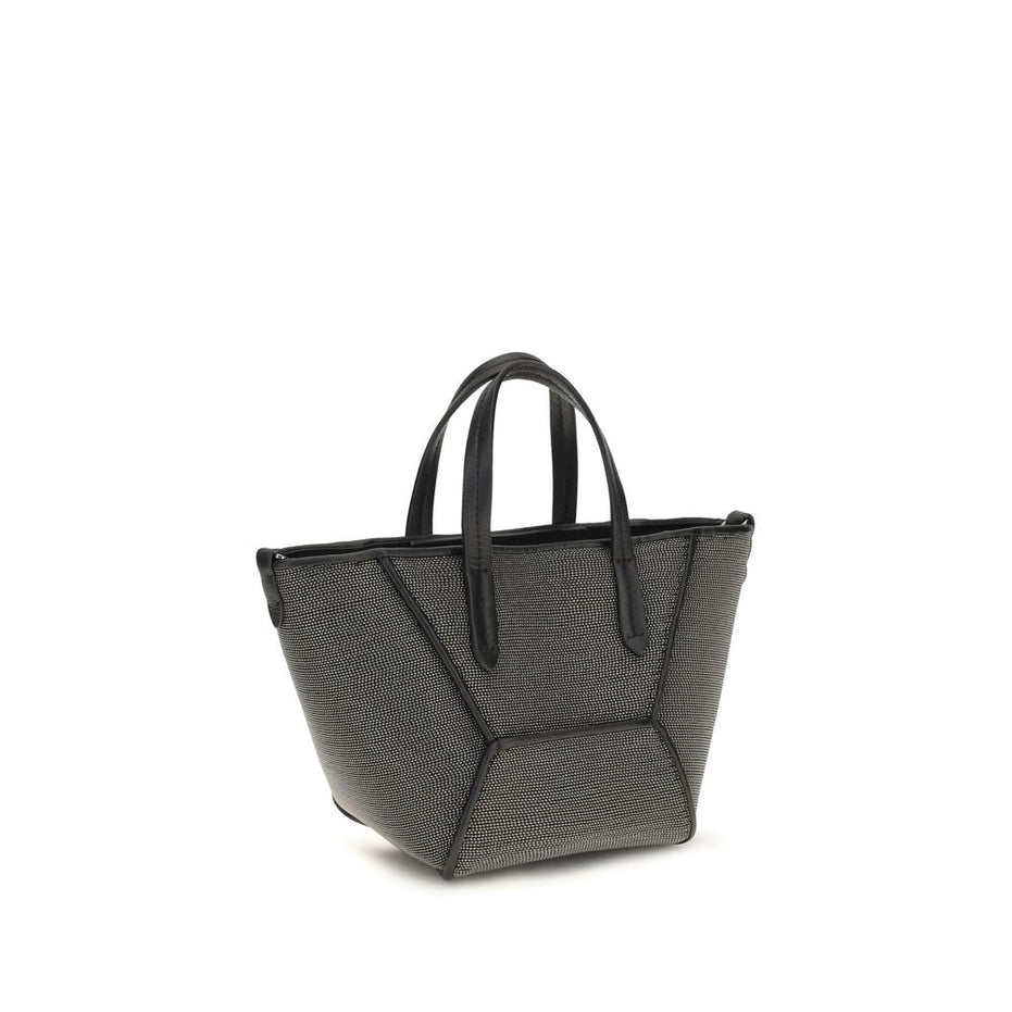 Brunello Cucinelli Black Calf Leather Bos Taurus Shoulder Bag
