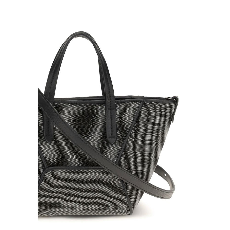 Brunello Cucinelli Black Calf Leather Bos Taurus Shoulder Bag