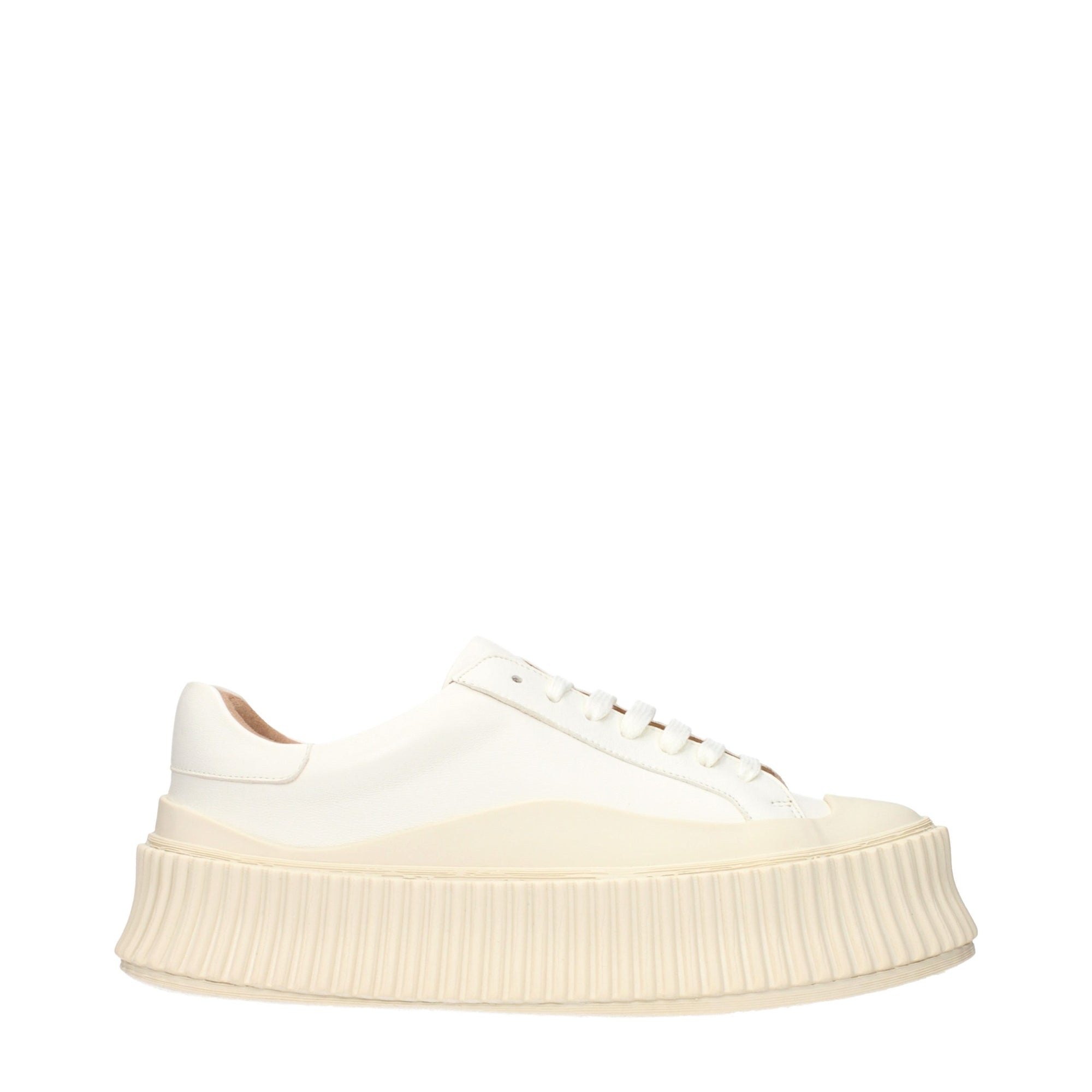 Jil Sander White Leather Platform Sneakers