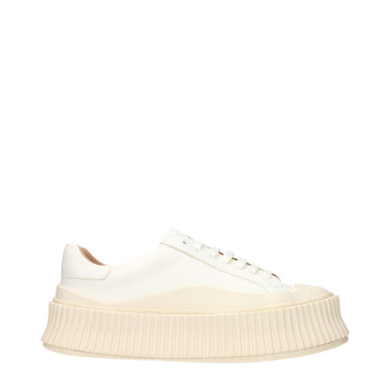 Jil Sander White Leather Platform Sneakers