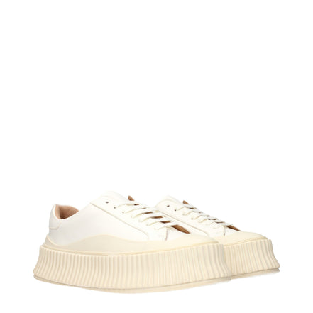 Jil Sander White Leather Platform Sneakers
