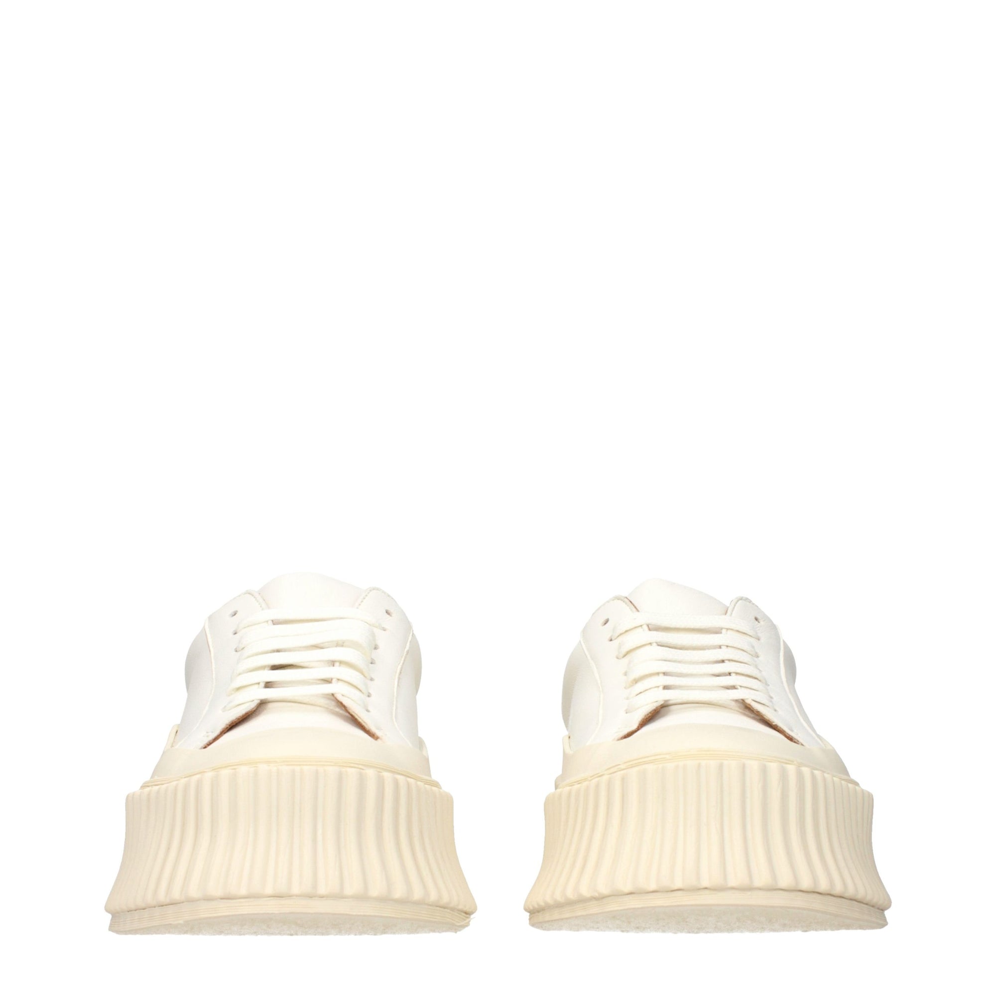 Jil Sander White Leather Platform Sneakers