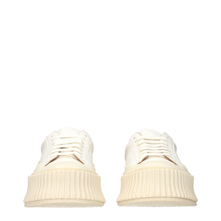 Jil Sander White Leather Platform Sneakers