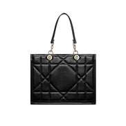 Dior Large Black Leather Push-Lock Tote Bag
